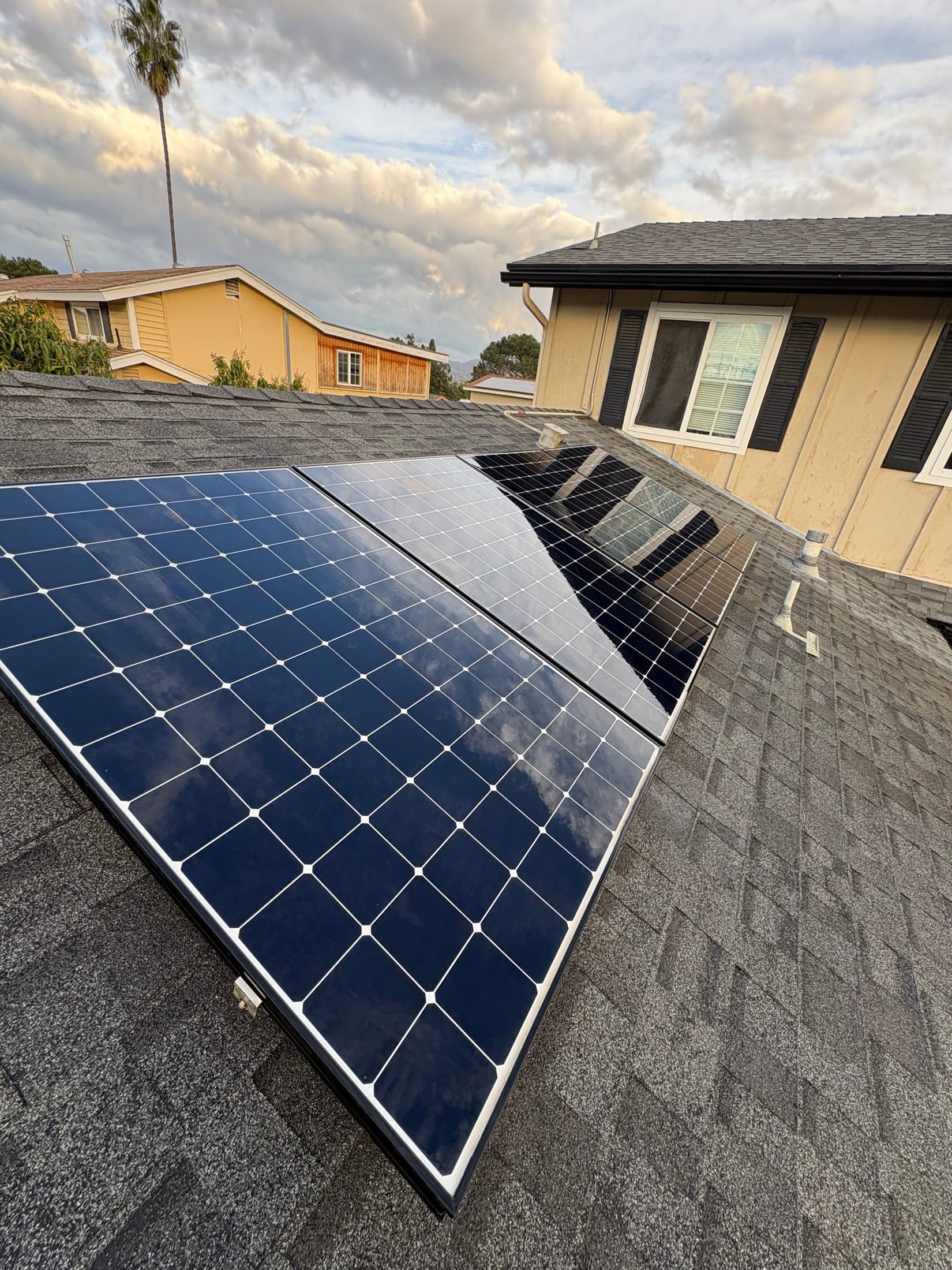 Clean rooftop solar panels after a solar panel cleaning in El Cajon